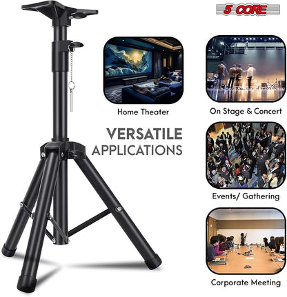 5Core Speaker Stand Tripod Floor Adjustable 24-36 Inch Short DJ Studio Monitor Stands