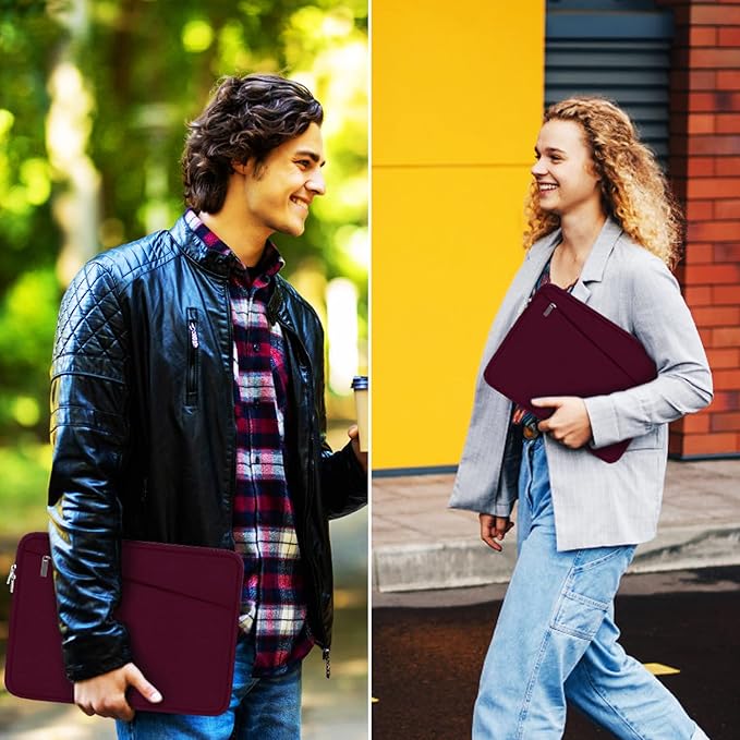 Laptop Sleeve 15.6 inch, Durable Computer Carrying Bag Protective Case Briefcase Handbag with Front Pocket, Slim Laptop Cover for 15.6 Inch HP, Dell, Lenovo, Asus, Notebook, Wine Red