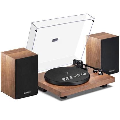 SeeYing Vinyl Record Player with 36 Watt Stereo Bookshelf Speakers