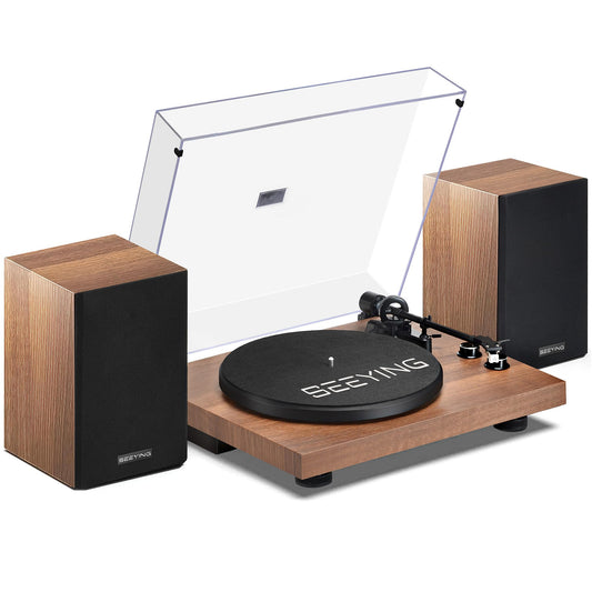 SeeYing Vinyl Record Player with 36 Watt Stereo Bookshelf Speakers
