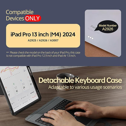 Nillkin Magic Keyboard Case for iPad Pro 13 inch M4 2024, Handheld Case for iPad Pro 13 inch 2024 with Keyboard, Pencil Holder, Large Trackpad, 7 Colors Backlit, Camera Protection, Black