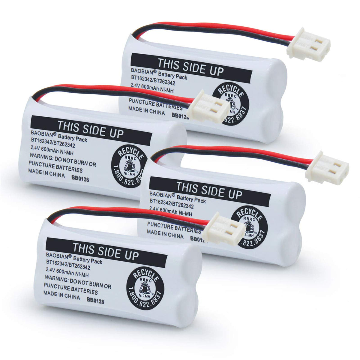 BAOBIAN 2.4V Ni-MH BT162342 BT262342 Battery for BT183342 BT283342 BT166342 BT266342 VTech CS6114 CS6419 CS6719 AT&T EL52300 CL80111 Cordless Phone (2 Pack)