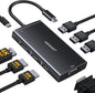 ABIWAZY USB C Docking Station Dual Monitor for HP Dell Lenovo Thinkpad Surface, 8 in 1 Computer Multiple Monitor Hub Adapter to Dual 4K HDMI,DisplayPort,VGA, 00W PD,3 USB for Windows Laptops(Black)