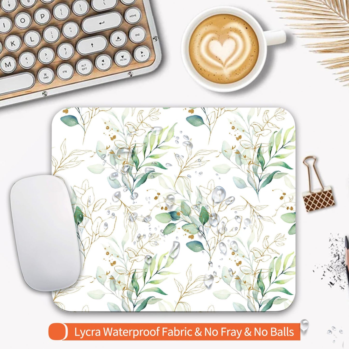 Armanza Square Mouse Pad Pretty Leaves, Personalized Premium-Textured Custom Mouse Mat Design, Washable Mousepad Cloth, Non-Slip Rubber Base Computer Mouse Pads for Wireless Mouse
