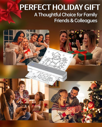 Inkless Portable Printer for Travel, 300DPI Wireless Thermal Printer Support 8.5" x 11" US Letter, A4, MT610Pro Small Bluetooth Printers Compatible with iOS, Android Laptop for Home Office Car, Grey