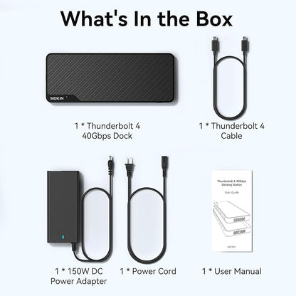 MOKiN Thunderbolt 4 Dock - 16 Ports, Laptop Docking Station Dual Monitor for MacBook, Docking Station 3 Monitors for Windows with 150W DC Power,TB4 Cable,2.5 Gigabit Ethernet（Thunderbolt™ Certified）
