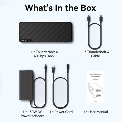MOKiN Thunderbolt 4 Dock - 16 Ports, Laptop Docking Station Dual Monitor for MacBook, Docking Station 3 Monitors for Windows with 150W DC Power,TB4 Cable,2.5 Gigabit Ethernet（Thunderbolt™ Certified）