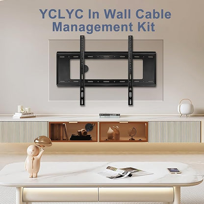 3in TV Cable Hider Wall Kit, YCLYC Large TV Cord Hider for Wall Mounted TV, TV Cord Covers for Wires on Wall Kit, Behind in Wall Cable Management Kit, Black TV Wire Hider for Wall (2Pack)