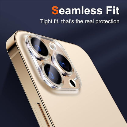 UniqueMe [3 Pack] Camera Lens Protector Compatible with iPhone 13 Pro 6.1" / 13 Pro Max 6.7" Tempered Glass,[Case Friendly][New version][Scratch-Resistant][Easy Installation] -Gold