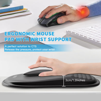 Aszqvd Ergonomic Mouse Pad with Wrist Support, Black Mousepads for Desk