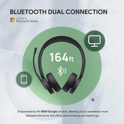 Yealink BH70 Wireless Bluetooth Headset with Microphone for Work, up to 35h Talking Battery Life, 3-Mic, 147g Lightweight Microsoft Teams Certified Headphone for Open Office, USB-C to A