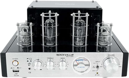 Rockville BluTube 70W Tube Amplifier Stereo Receiver, Bluetooth, EDR, Compact Design, Warm Sound, for Home Audio Enthusiasts