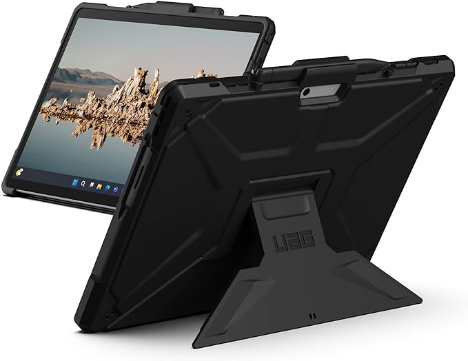 URBAN ARMOR GEAR UAG Designed for Microsoft Surface Pro 11/10/9 Case with Multi-angle Kickstand & Pen Holder Compatible with Type Cover Keyboard Rugged Protective Cover Heavy Duty, Metropolis SE Black