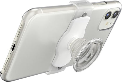 PopSockets Phone Grip Slide for Phones and Cases, Sliding Phone Grip with Expanding Kickstand - Clear on White