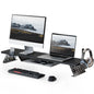 Fenge Dual Monitor Stand, Wooden Desk Shelf with Headphone & Phone Holder