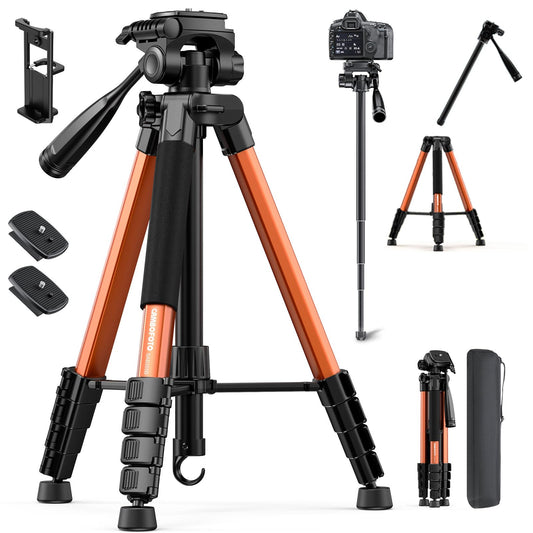 CAMBOFOTO 73" Camera Tripod and Monopod, Aluminum Tripod Stand/Black