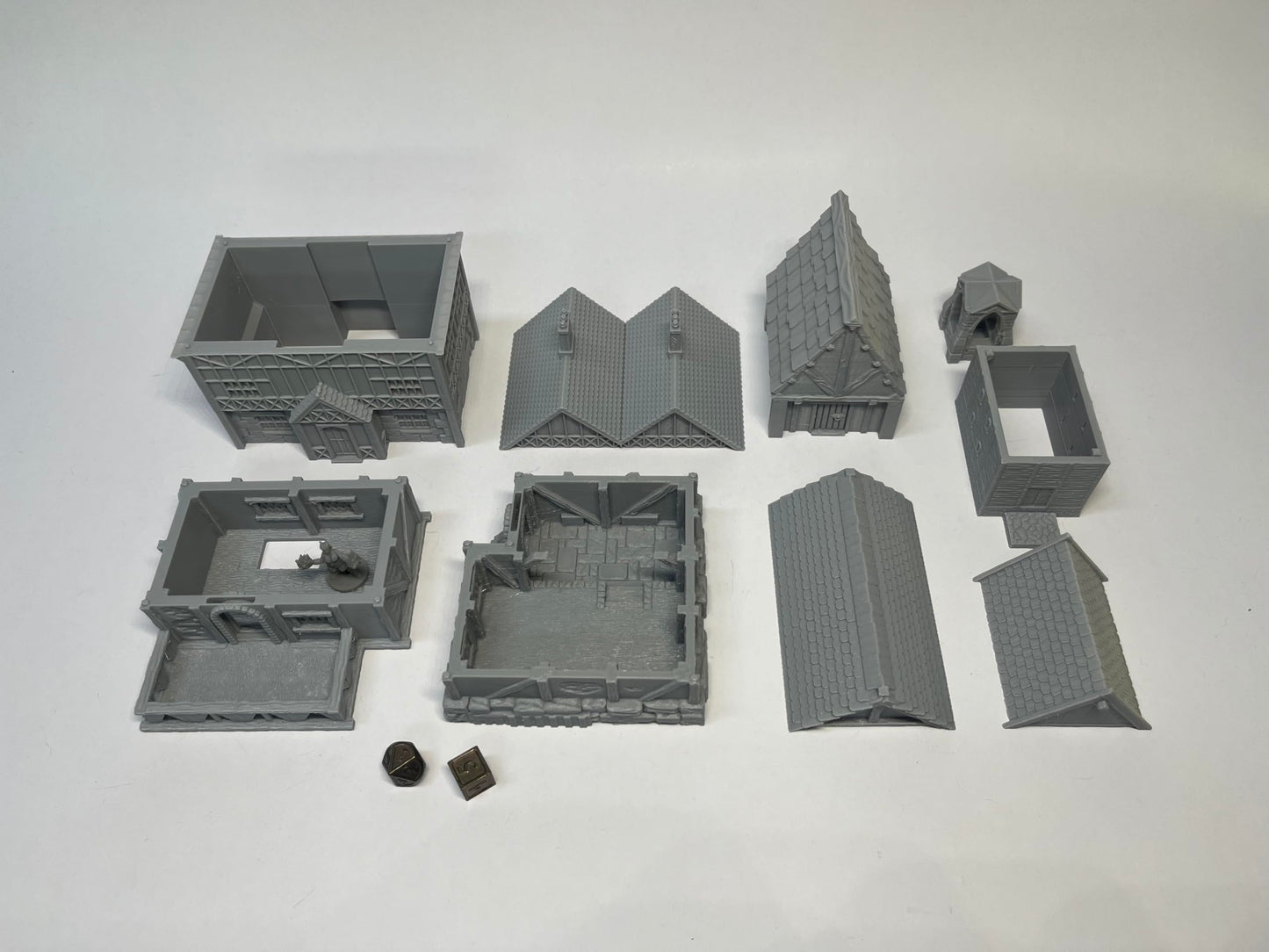 Paintable Tabletop Miniature Little Town Building Terrains - 18mm Scale Dioramas Building Set Scenery with Medieval Architecture Style by HAUTICO (HVillageHouses4-1)