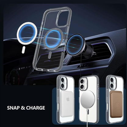 BELTRON Belt Case for iPhone 16, Slim Protective Transparent Case & Rotating Belt Clip Holster Combo (Compatible with MagSafe)