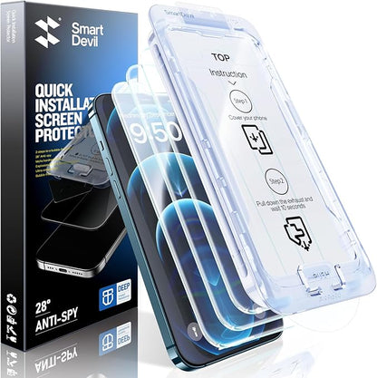SMARTDEVIL 2 Pack Screen Protector for iPhone 12 Pro Max Tempered Glass, HD Clear Film, Easy Installation, Dust-Free & Bubble-Free (iPhone 12 Pro Max)