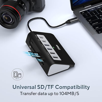 USB C Hub, INTPW 9-in-1 USB Multiport Adapter with 4K HDMI, PD 100W, USB-C and 2 USB A 3.0 5Gbps, 2 USB A 2.0, SD/TF Card Reader, Aluminum USB Hub for Laptop, iPhone 16/15 Series, MacBook, iPad