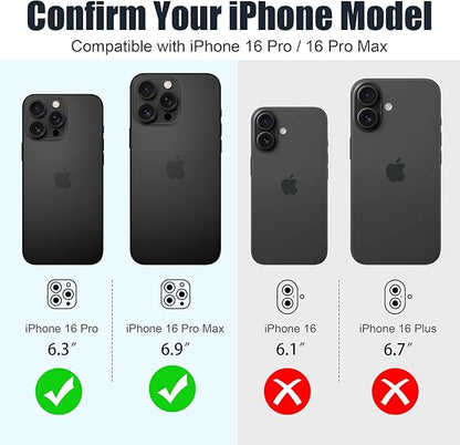 AGVEE 3+3 6 Pack for iPhone 16 Pro 6.3" / 16 Pro Max 6.9" Camera Lens Cover Protector, Bling Glitter & CD-Textured Metal Ring 9H Tempered HD Glass Camera Cover Protector Film, Glitter-Black