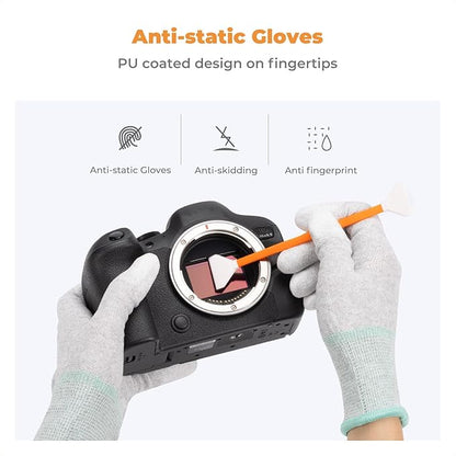 K&F Concept APS-C Sensor Cleaning Kit, Digital Camera Lens Cleaner - 20ml Cleaner, Gloves & 10 X 16mm Double-Tipped Swabs for APS-C Type CMOS & CCD Sensors