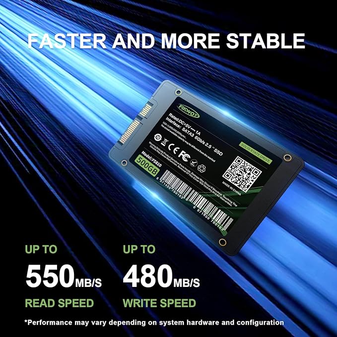FS810 500GB SSD, 2.5" SSD SATA III 6Gb/s, Solid State Drives, Up to 560MB/s, 3D NAND TLC Flash, Internal SSD for Desktops and Laptops(Black)