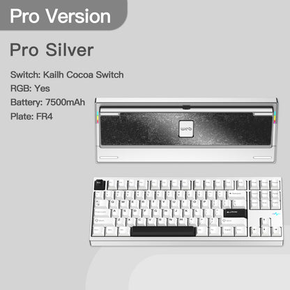 KEEBMONKEY WOBKEY Crush 80 Reboot CNC Aluminum 5-Second Quick-Release Triple-Mode Connectivity Mechanical Keyboard with Superior Acoustics (Pro Silver)