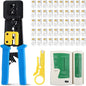 Delgada rj45 Crimp Tool with 50pcs Pass Through Connectors, for Cat6 Cat5e Cat5 Crimping Tool Kit, 50PCS Connectors, Network Cable Tester and Wire Stripper Included, for RJ45/RJ12 Regular