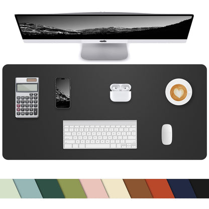 Leather Desk Pad Protector, Small Desk Mat,Office Desk mat,Computer and Laptop Mat, Non-Slip PU Leather Desk Blotter, Desktop Protector and Cover for Keyboard and Mouse(31.5"x15.7",Black)