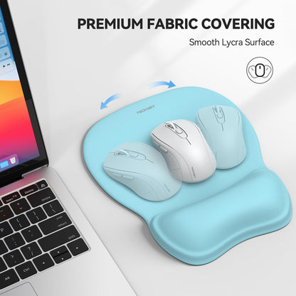 TECKNET Gel Ergonomic Mouse Pad with Wrist Rest, Non-Slip PU Base, LT.Blue