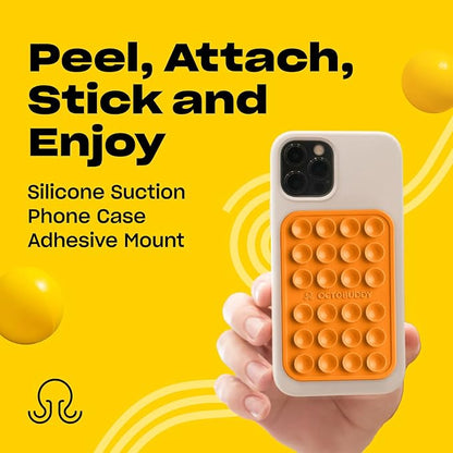Classic MAX - Silicone Suction Phone Case Adhesive Mount - Hands-Free, Strong Grip Holder for Selfies and Videos - iPhone and Android Compatible - 2.6″ x 3.9″, Marigold