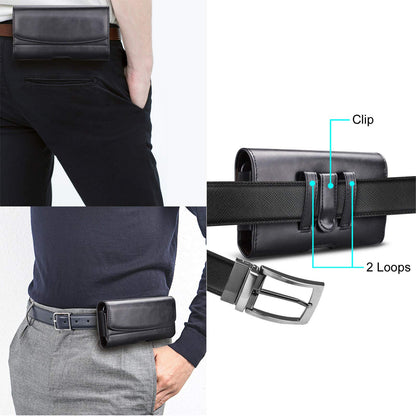Tiflook Phone Holster for Samsung Galaxy S26 Ultra S25 FE S24 S23 S22 S21 S20 A37 5G A17 A36 A16 A55 A35 A15 A26 A56 Note 20 10 PU Leather Cell Phone Pouch with Belt Clip Loop Card Holder,Black