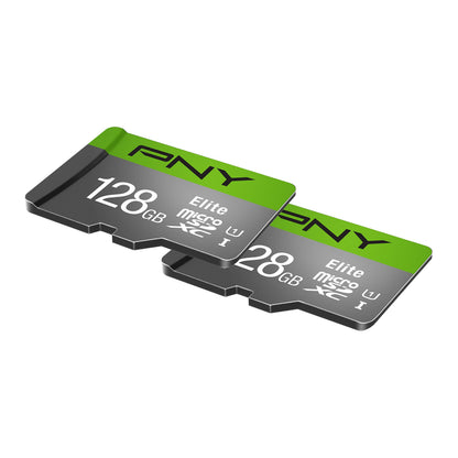 PNY 128GB Elite Class 10 U1 microSDXC Flash Memory Card - 100MB/s, Class 10, U1, Full HD, UHS-I, Micro SD (Pack of 2)