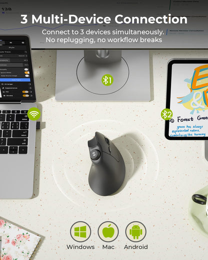 seenda MOU-302 Wireless Bluetooth Ergonomic Vertical Mouse with Volume Knob
