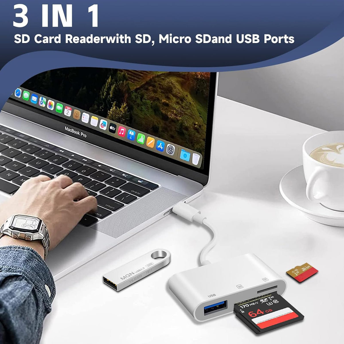 Vrllinking USB-C SD Card Reader for iPhone 15/16/iPad/MacBook,Plug and Play
