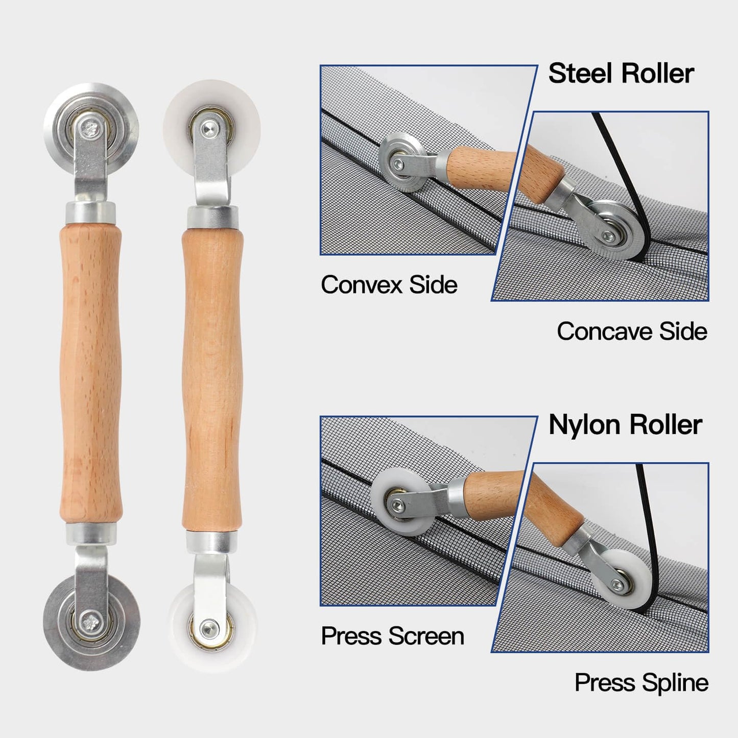Window Screen Door Repair Kit Include Window Screens Mesh 48"x118" with All Tools in Window Screen Replacement(2pcs Screen Rollers, Screen splines, Hook, Utility Knife and Ruler), Yolovit