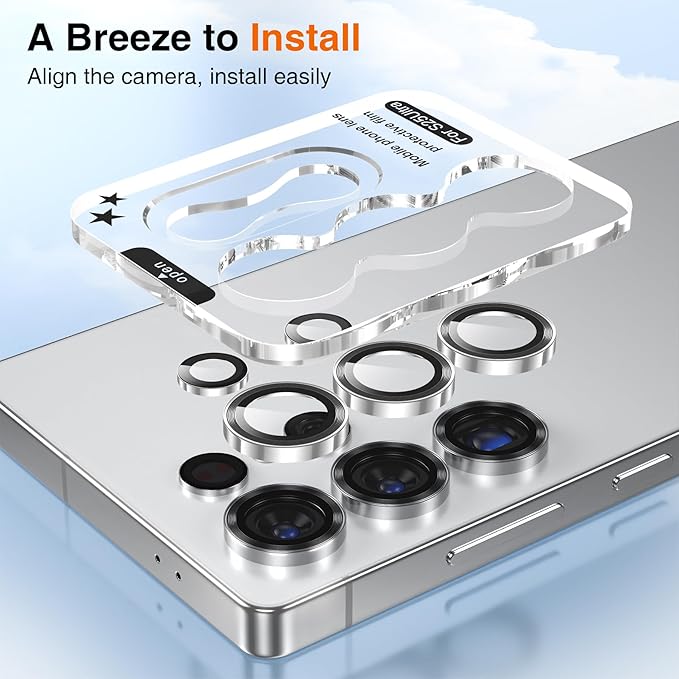 YWXTW [2025 Original Like for Samsung Galaxy S25 Ultra Camera Lens Protector, [Ultra-Thin & 6X Stronger] S25 Ultra Camera Lens Cover, 9H Tempered Glass Upgraded Metal Edging(Titanium silver)