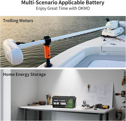 36V 50Ah LiFePO4 Lithium Battery for Trolling Motor Low-Temp Protection Built in 100A BMS Deep Cycle Lithium Battery