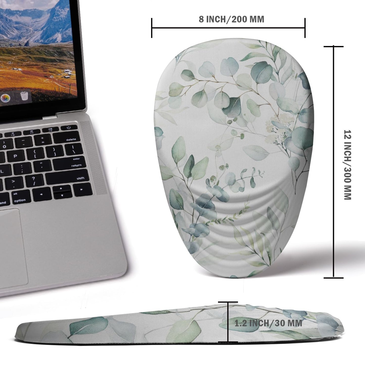 Ergonomic Mouse Pad with Wrist Rest Support,Mousepad Relief Carpal Tunnel Pain, Entire Memory Foam Mouse Pad with Non-Slip PU Base, Wireless Mouse Pad,Beautiful Leaf