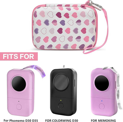 Labels Printer Case Compatible with COLORWING D30 Bluetooth Wireless Portable Labeling Printer Also for Phomemo D30 D35 for Memoking Mini Thermal Printing Sticker Storage Holder