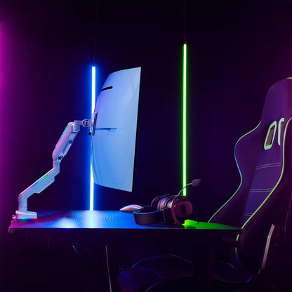 AVLT RGB Gaming Single Monitor Arm Desk Mount for 17-49" Screens - White