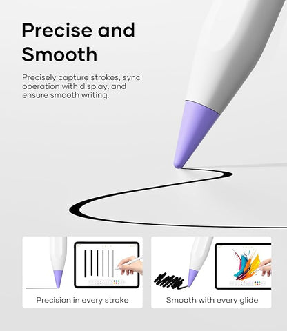 Replacement Pencil Tips for Apple Pencil Pro, Pen Tips for Apple Pencil 2nd Gen/1st Gen/USB-C, Wear-Resisting Pencil Nibs with Storage Box, Pen Nibs Set Compatible with Apple Pen (6 Pack, Purple)
