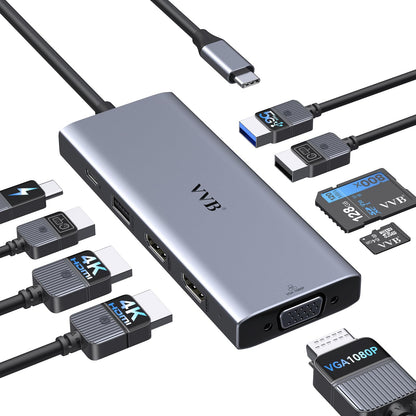 USB C Docking Station Dual Monitor Adapter Laptop Docking Station 3 Monitor