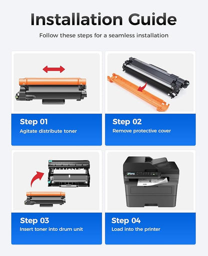 TN830XL Black Toner Cartridge 2-Pack High Yield Replacement for Brother TN830XL TN830 XL Compatible for HL-L2460DW HL-L2405W HL-L2480DW MFC-L2820DW DCP-L2640DW MFC-L2900DW HL-L2400D Laser Printer Ink