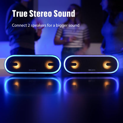 DOSS SoundBox Pro+ P300 Bluetooth Speaker, 40W Stereo Sound, Extra Bass,20H Playtime, Wireless Stereo Pairing, Beat-Driven Lights for Party, IPX6 Waterproof for Garden, Camping, Beach, Outdoor-Purple