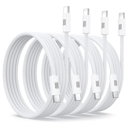 USB C Cable Fast Charging, 4 Pack 6FT USB C to USB C Cable, 100W Type C Nylon Braided Charger Cable for iPhone Air 17 16 15 Pro Max,Samsung S25/S24 Ultra,MacBook Pro/Air,iPad,Pixel,PS5,Switch