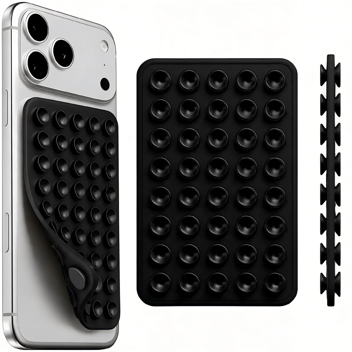 Silicone Suction Cup Phone Mount by Octo Buddy - Double Sided Phone Sticky Grip with Enhanced Suction Power for Hands-Free Selfies & Videos，iPhone Accessories Hands-Free Strong Grip（Black）