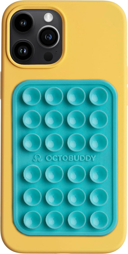 OCTOBUDDY Classic MAX - Silicone Suction Phone Case Adhesive Mount - Hands-Free, Strong Grip Holder for Selfies & Videos - Durable, Easy to Use - 2.6″ x 3.9″, Pastel Turquoise