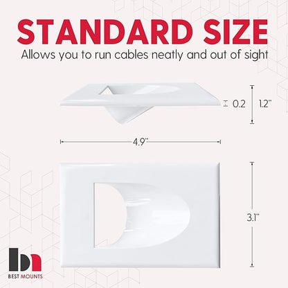 2 Pack Wall Plate Cable Pass Through with Bracket - In Wall Cable Management Kit - Snap ON Wall Plate with Single Gang Low Voltage Mounting Bracket - Decorator Cover for Low Voltage Cables